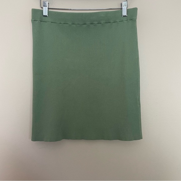 Aritzia Wilfred Light Sage Green Reso Ribbed Knit Mini Skirt Size Large - Picture 2 of 5